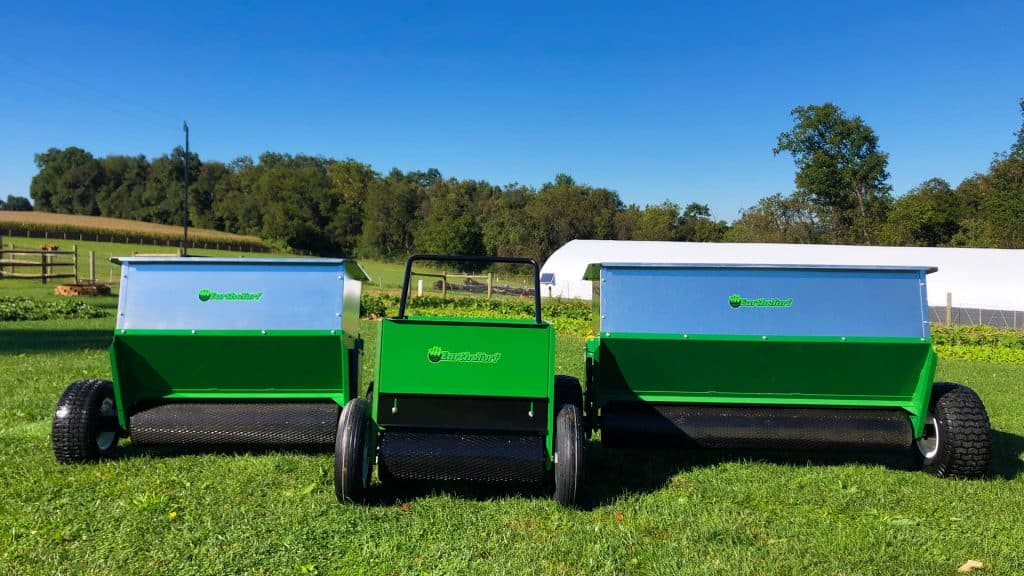 compost spreaders by earth and turf products